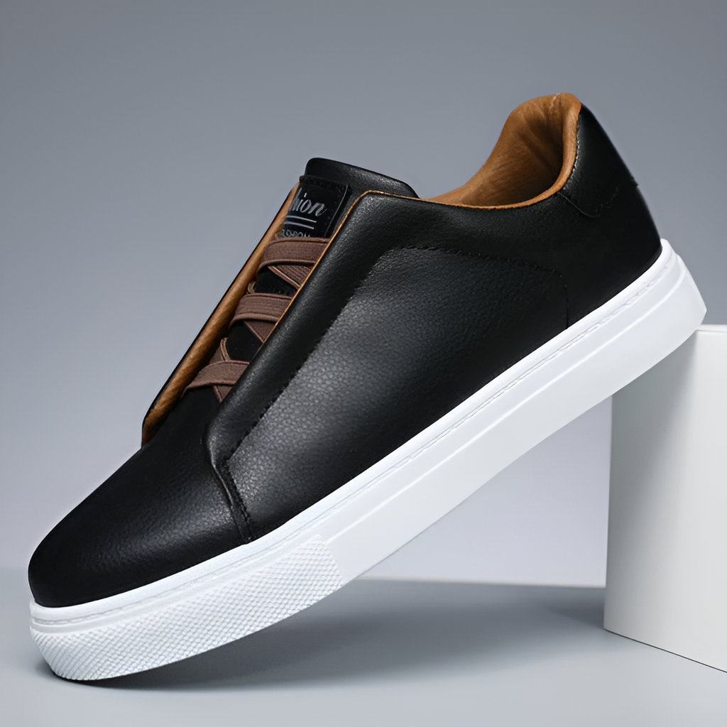 Men's Leather Elastic Lace Sneakers