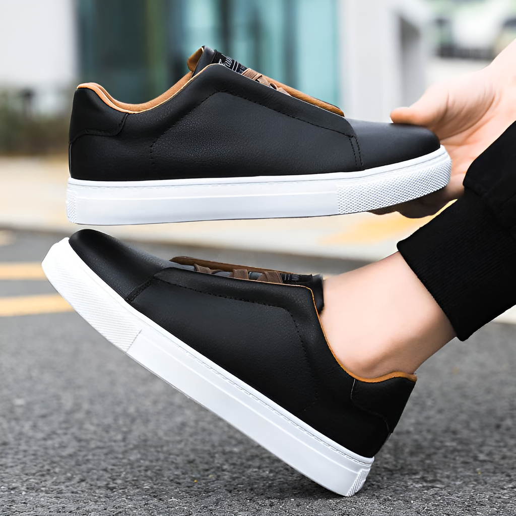 Men's Leather Elastic Lace Sneakers