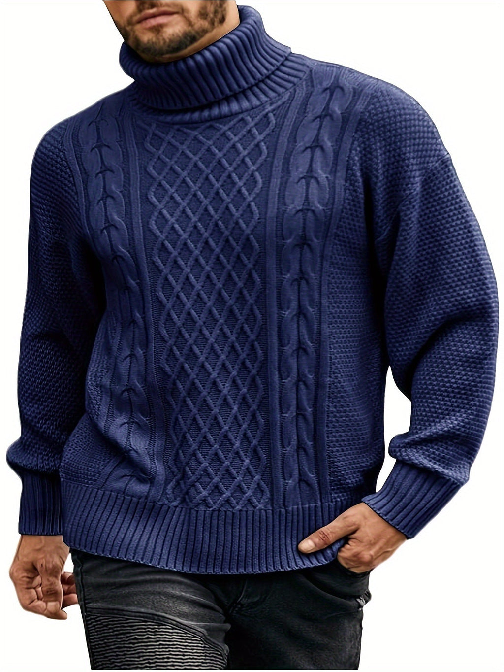Women's Classic Cable-Knit Turtleneck Sweater in Plus Sizes