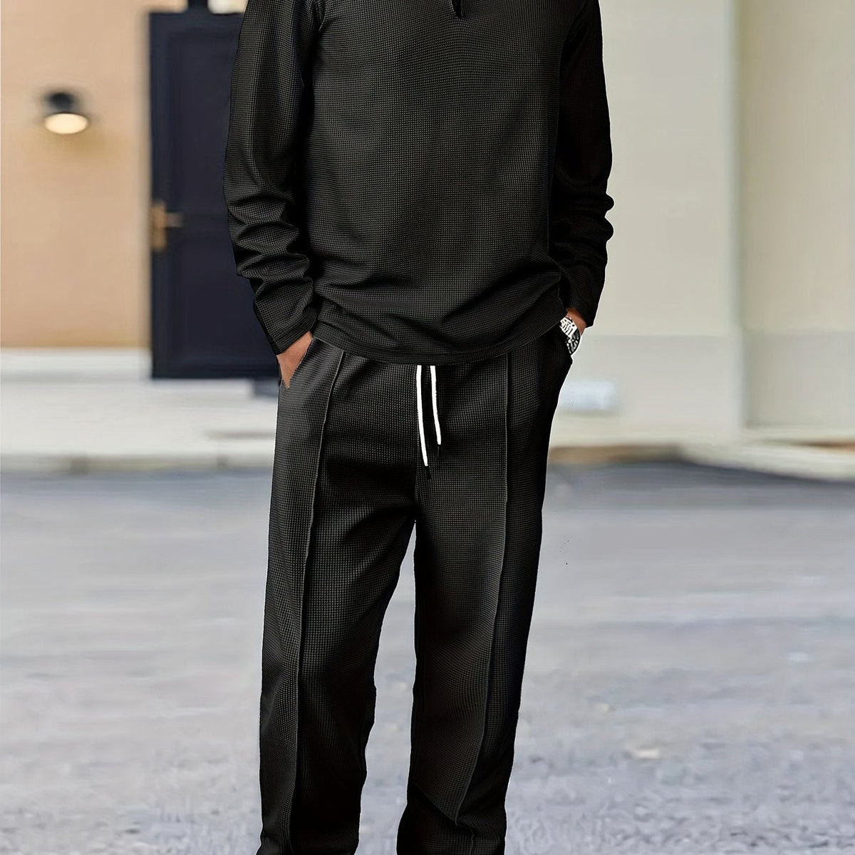 Men's Relaxed Textured Two-Piece Set