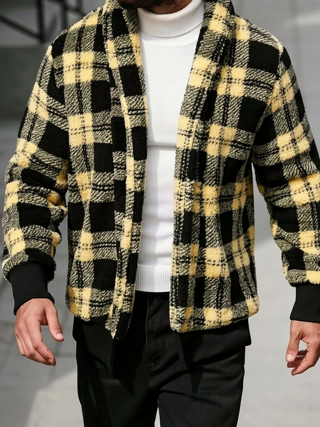 Men's Soft Brushed Check Relaxed-Fit Jacket