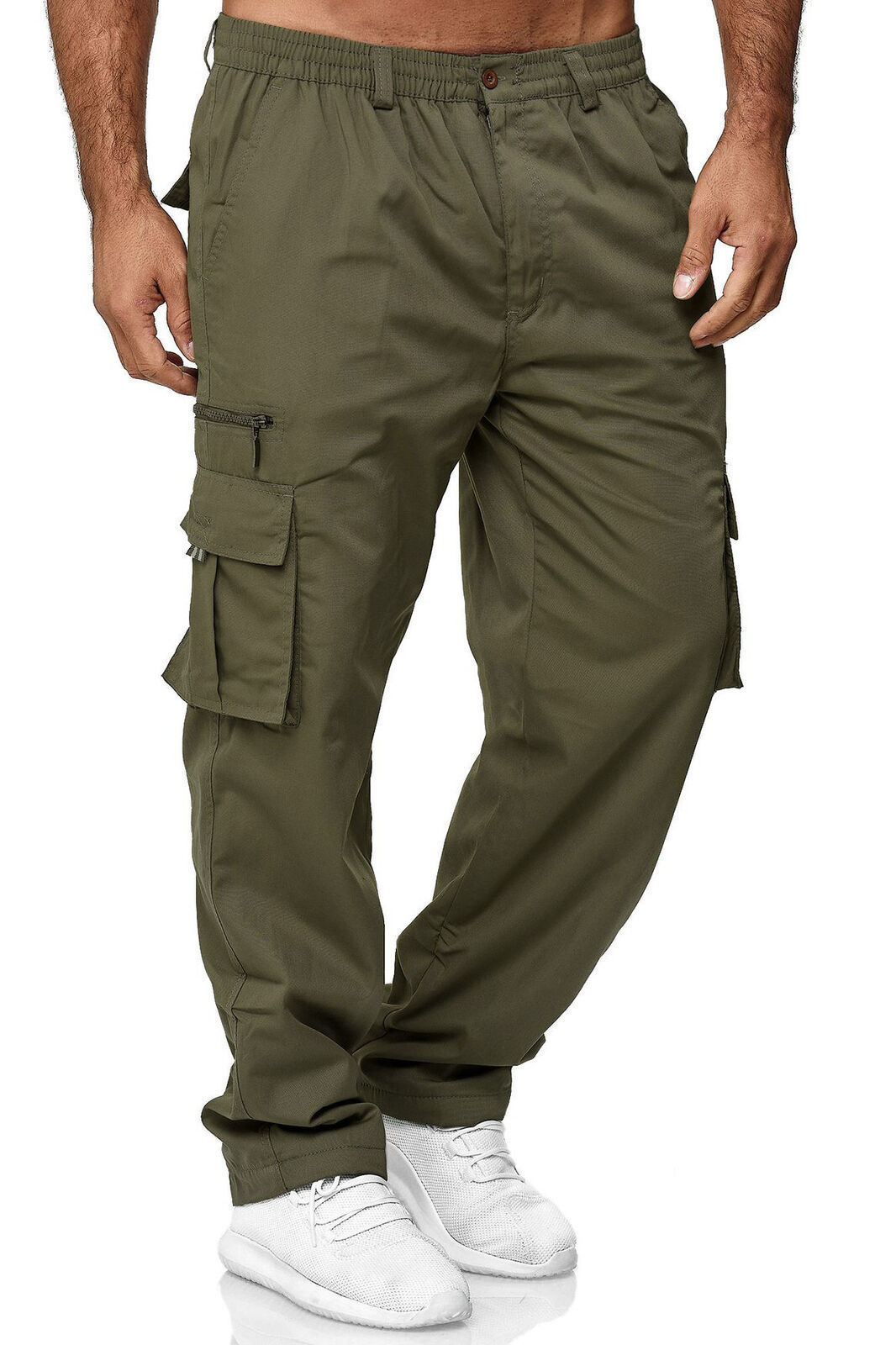 Men's Utility Cargo Trousers - Olive Green
