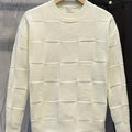 Women's Textured Checkerboard Crewneck Sweater - Off-white