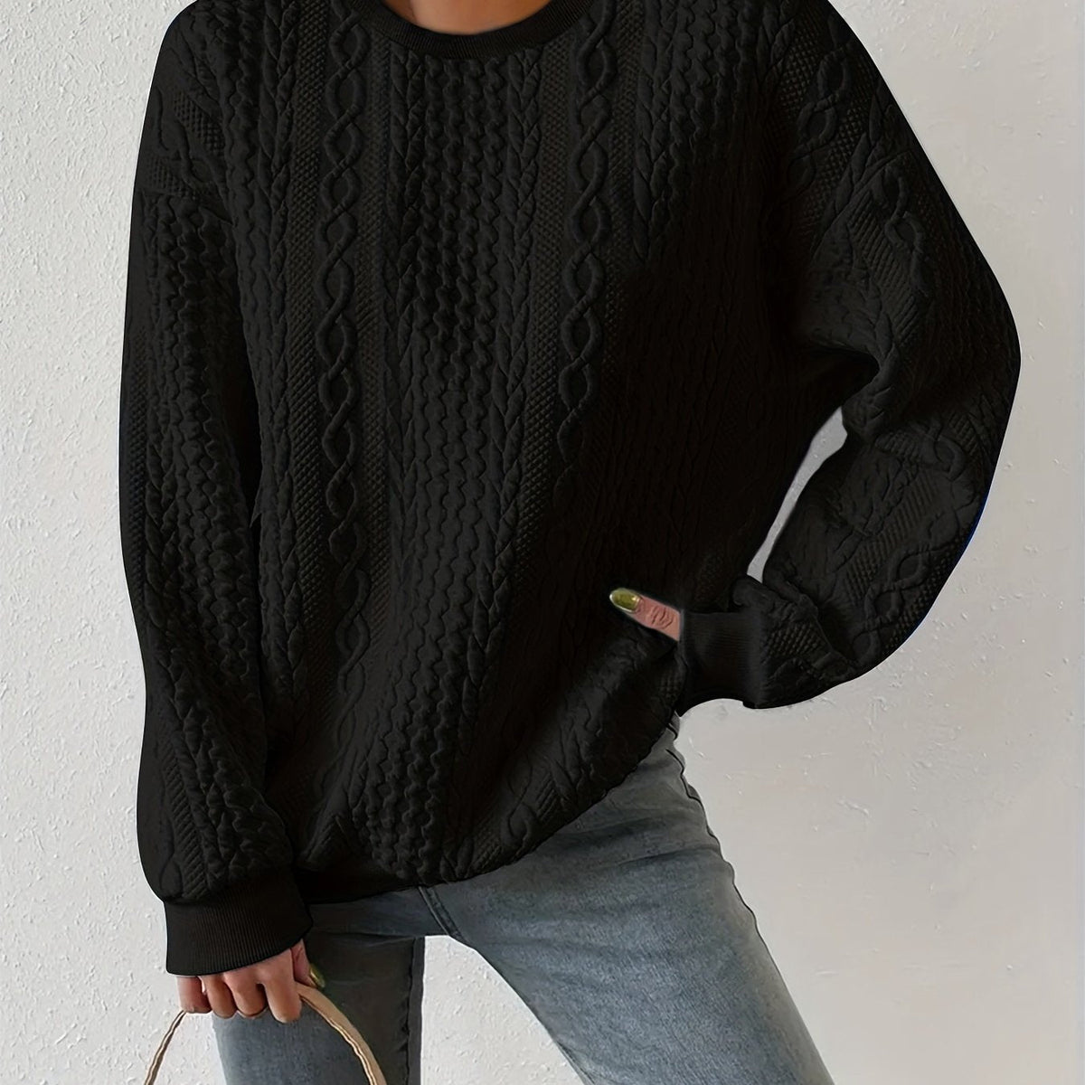Women's Cable-Knit Crewneck Sweatshirt