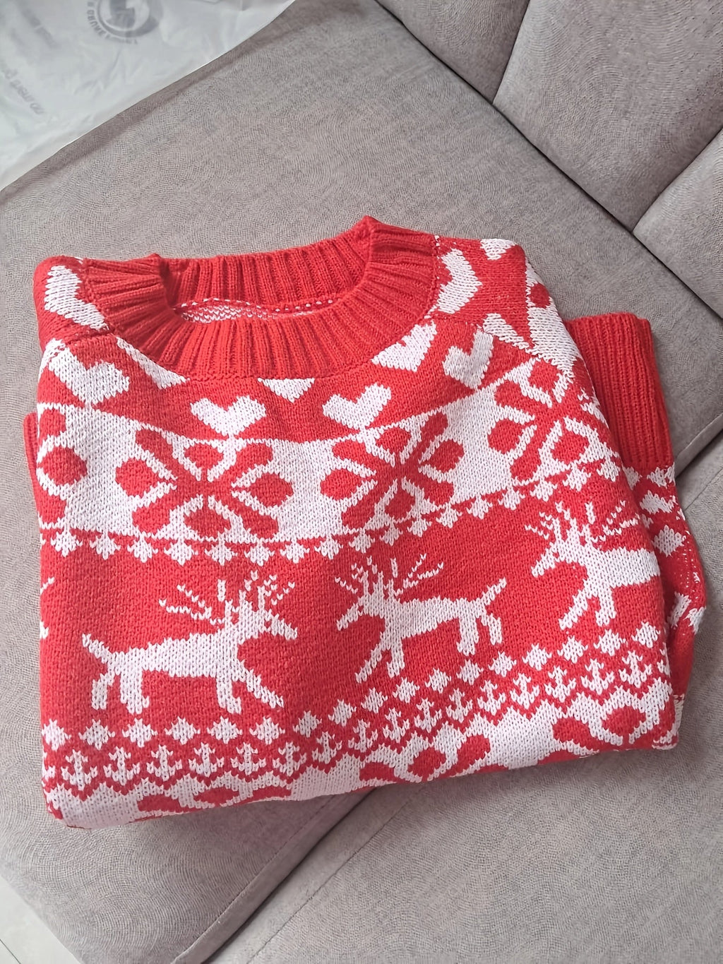 Women's Festive Snowflake and Deer Fair Isle Sweater