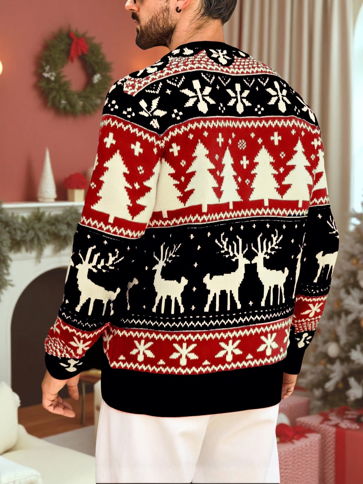 Women's Festive Knit Christmas Sweater with Winter Motifs
