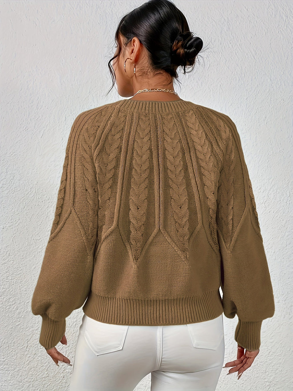 Women's Cable-Knit Lantern Sleeve Sweater