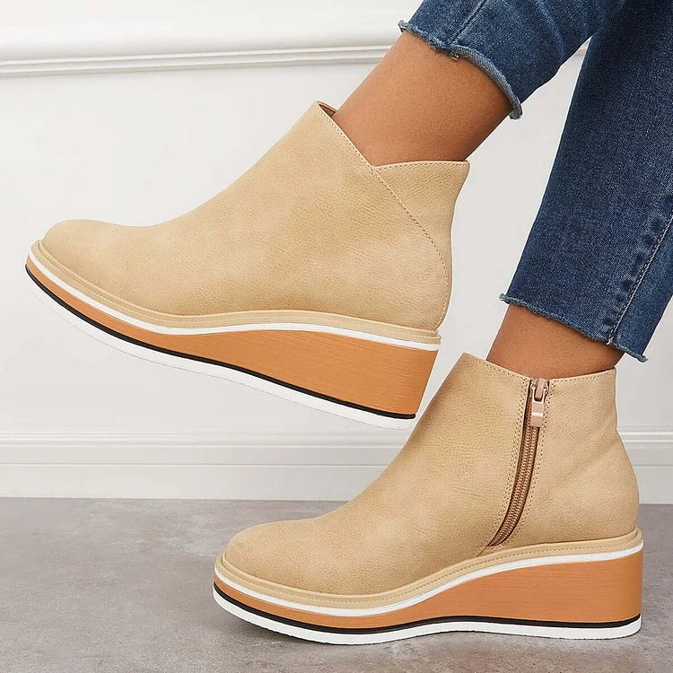 Women's Sleek Platform Side-Zip Ankle Boots