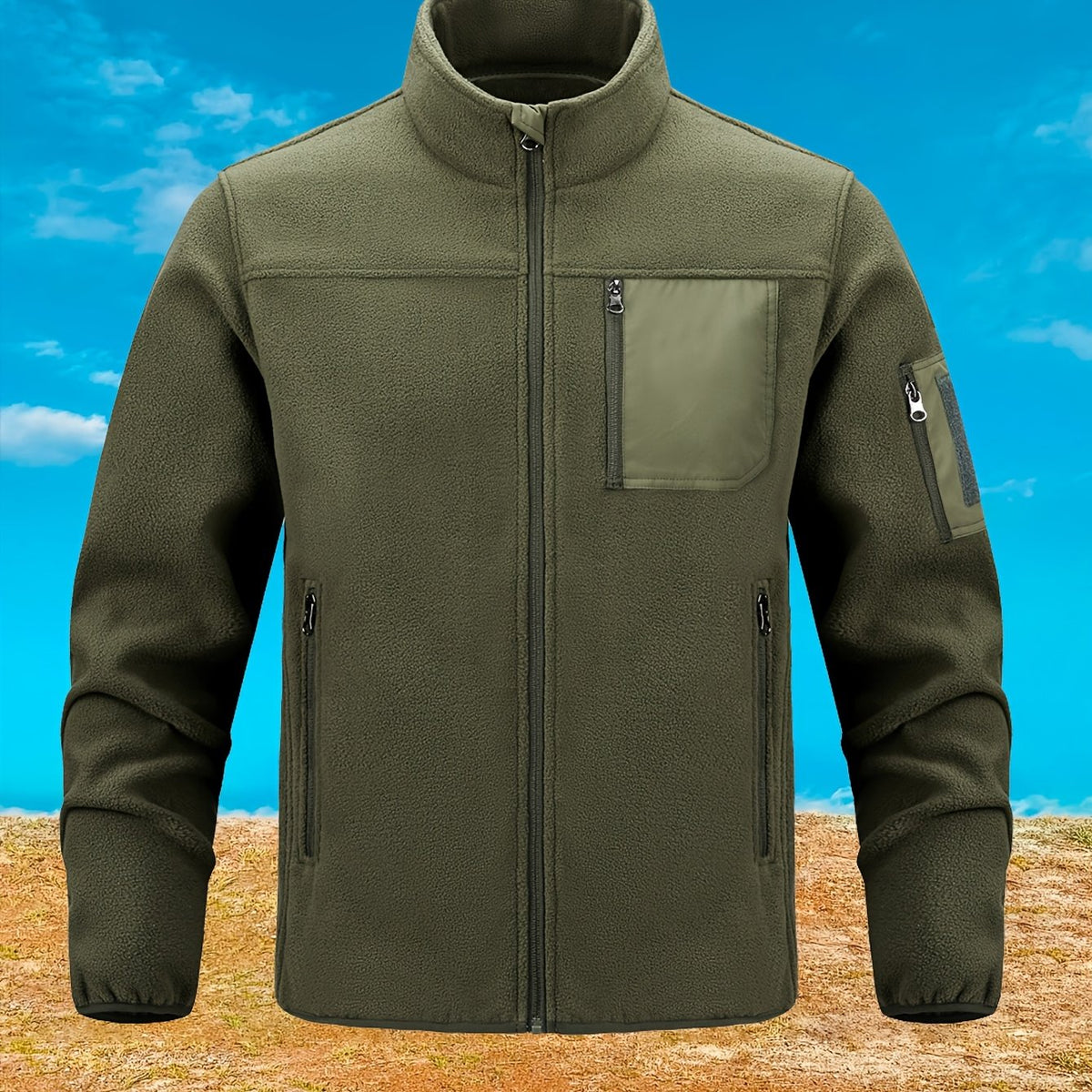 Women's Rugged Full-Zip Jacket with Stand-Up Collar - Fern Green