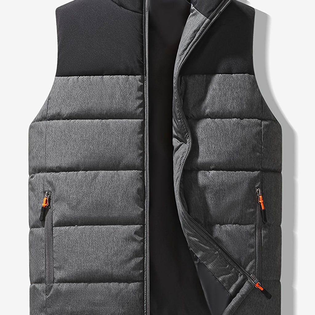 Men's Quilted Insulated Stand Collar Vest - Black