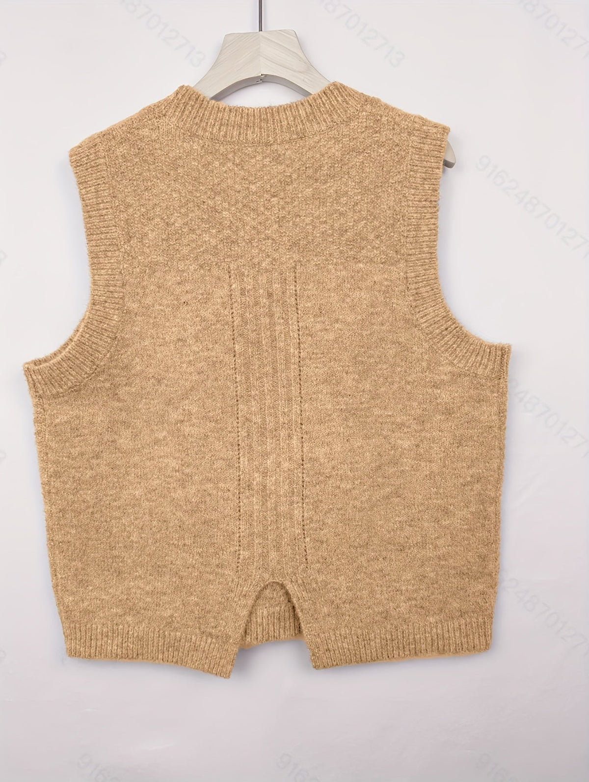 Women's Cable-Knit Round-Neck Sweater Vest - Sky Blue