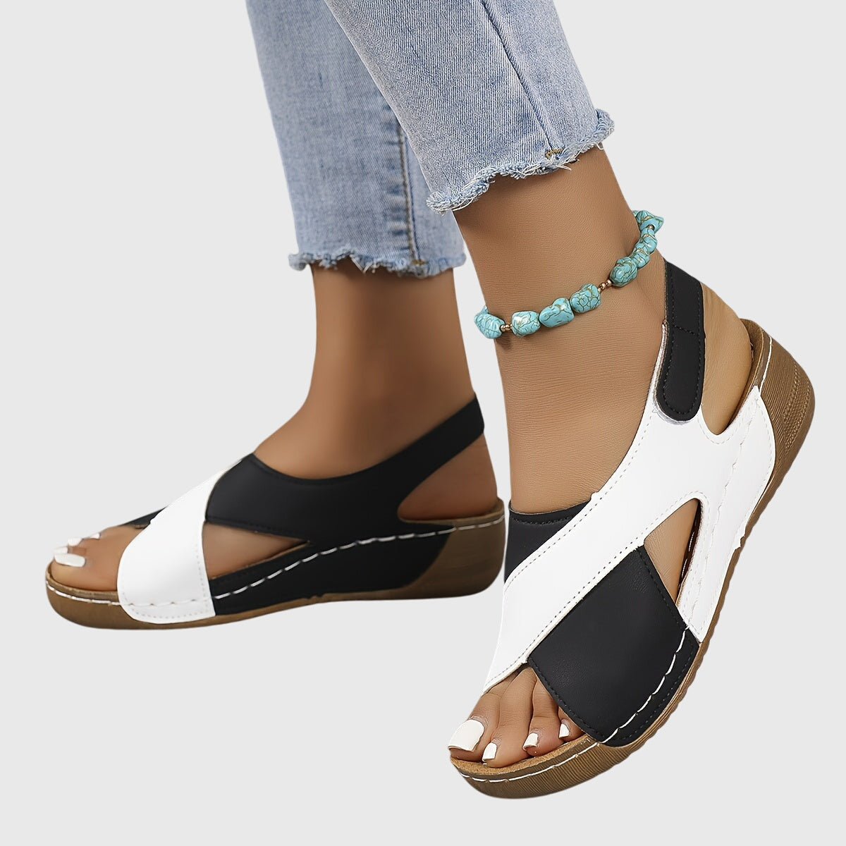 Women's Orthopedic Sandals with Adjustable Straps - Black