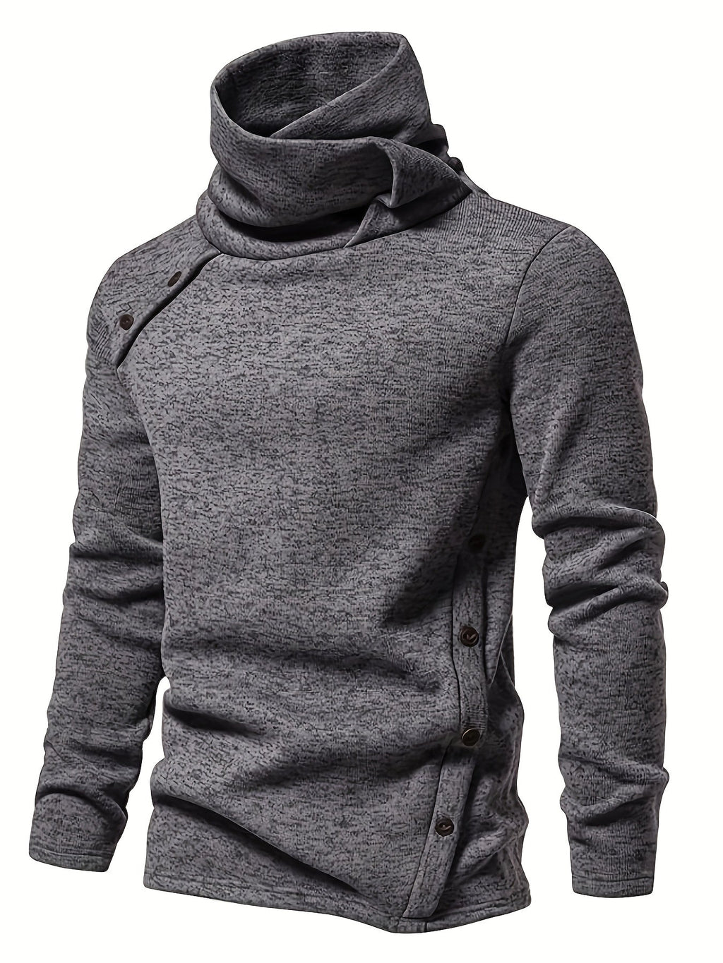 Women's Slouchy Collar Sweater with Button Accents
