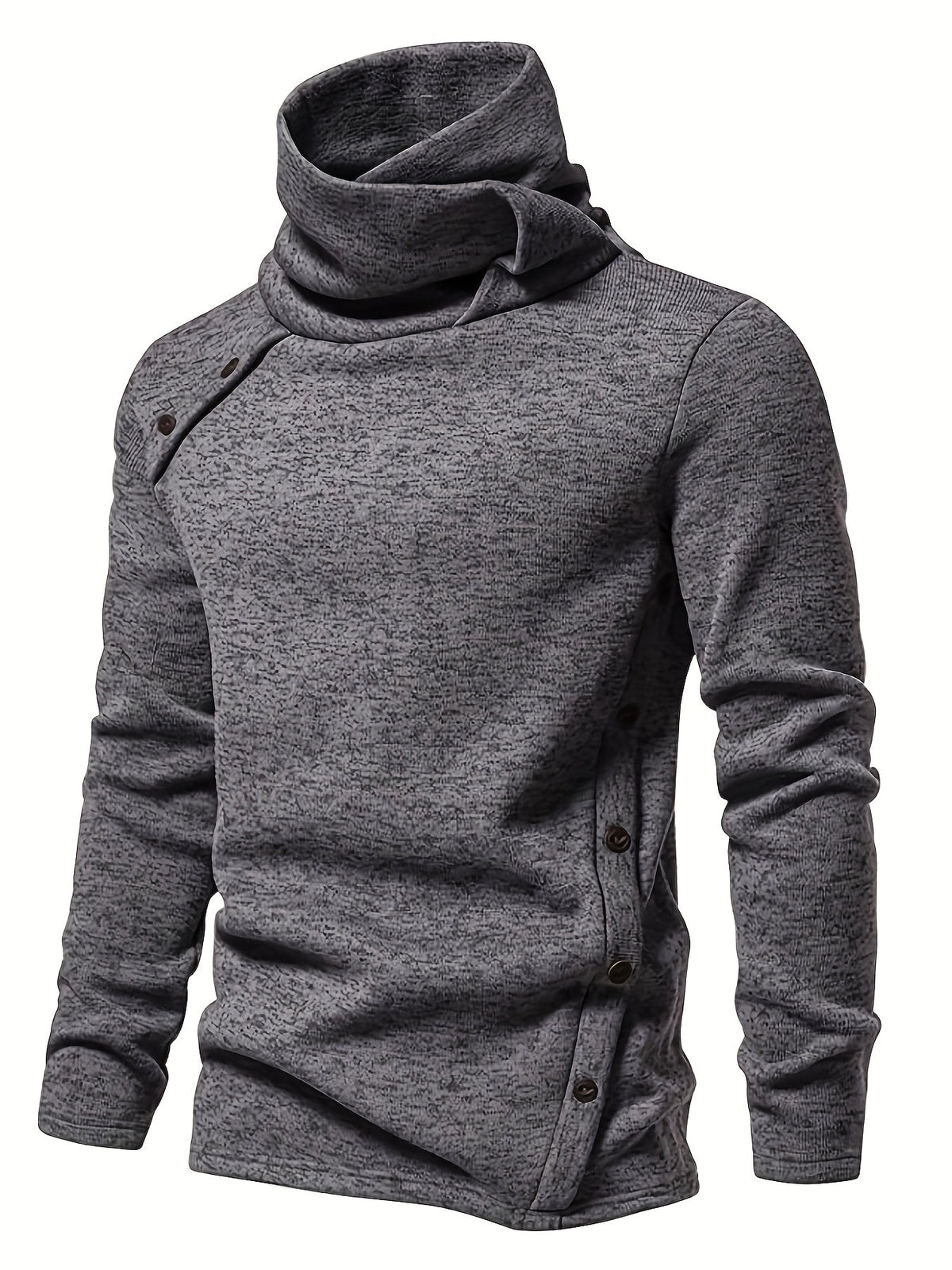 Women's Slouchy Collar Sweater with Button Accents