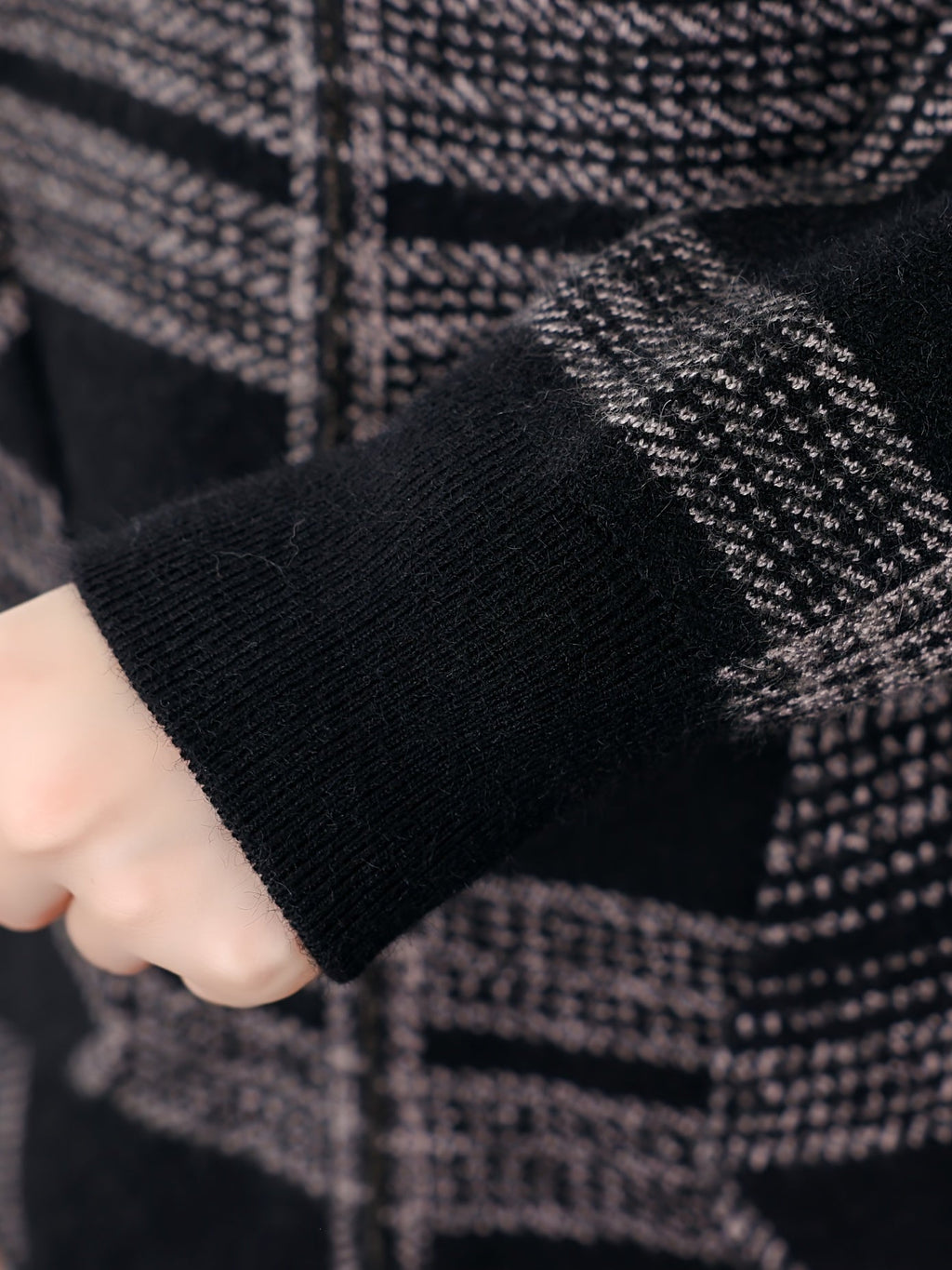 Women's Loose Fit Check Pattern Hooded Zip Jacket