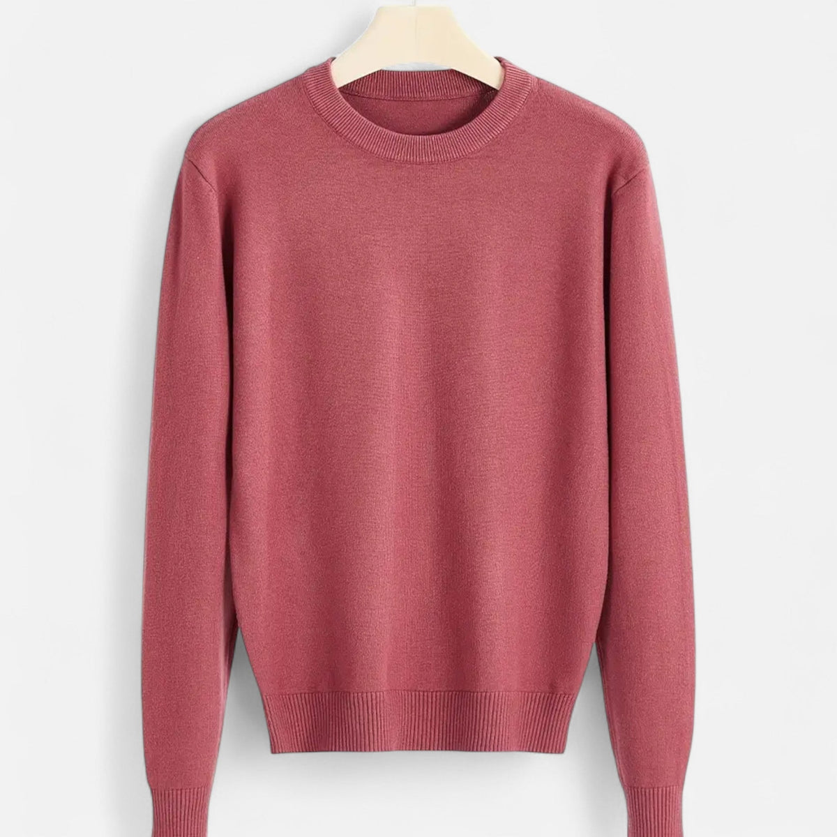 Men's Slim-Fit Round Neck Ribbed Sweater - Khaki