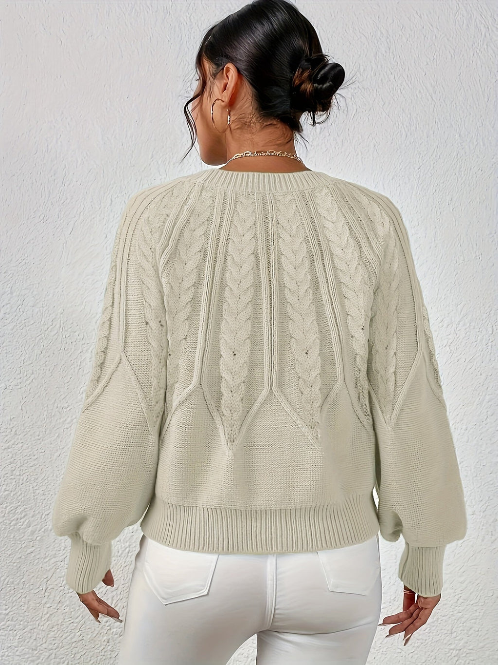 Women's Cable-Knit Lantern Sleeve Sweater