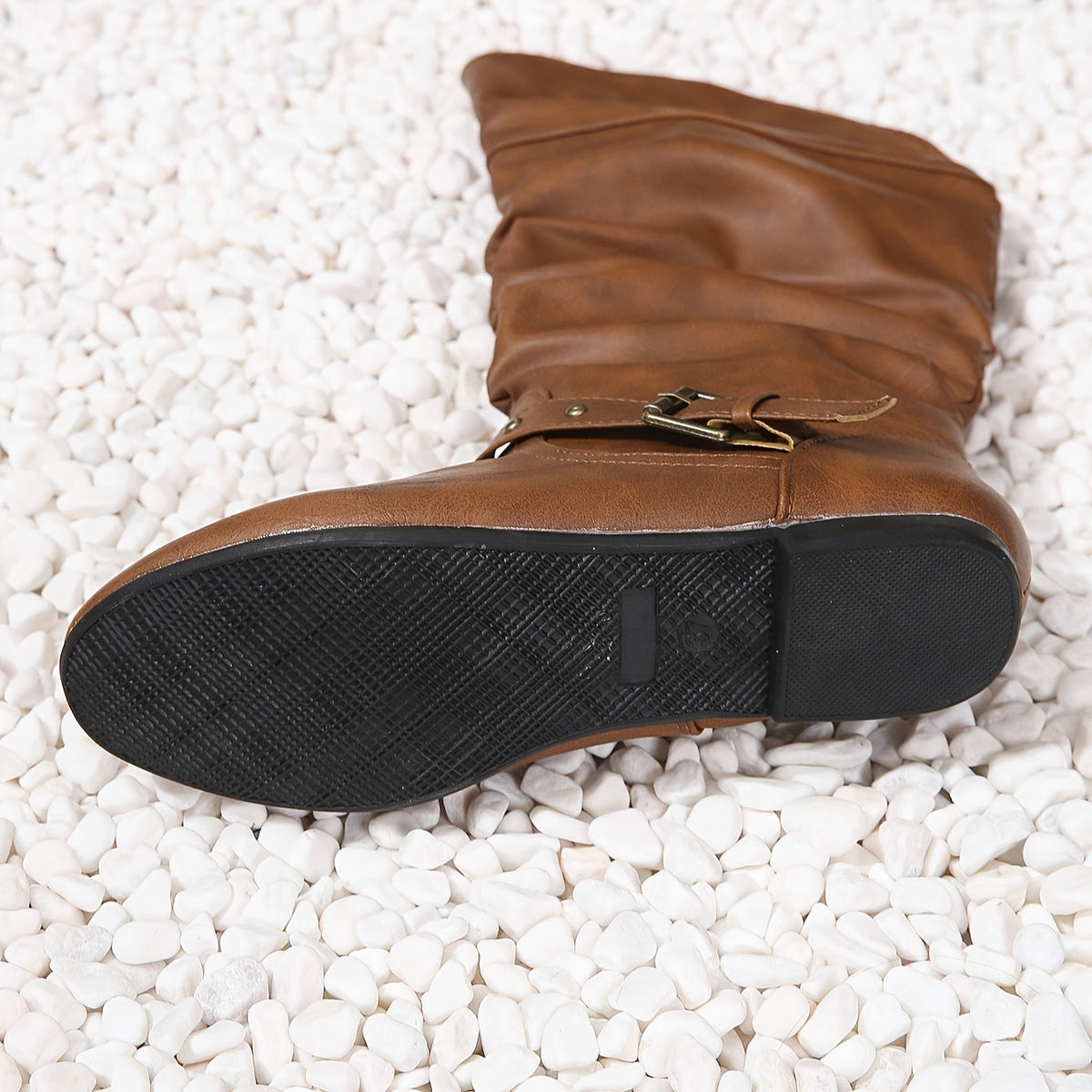Women's Slouchy Knee-High Boots with Flat Round Toe