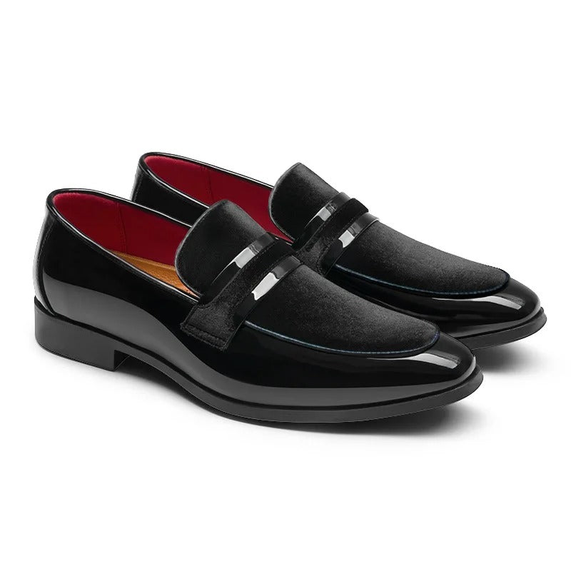 Men's Italian Leather Penny Loafers - Black