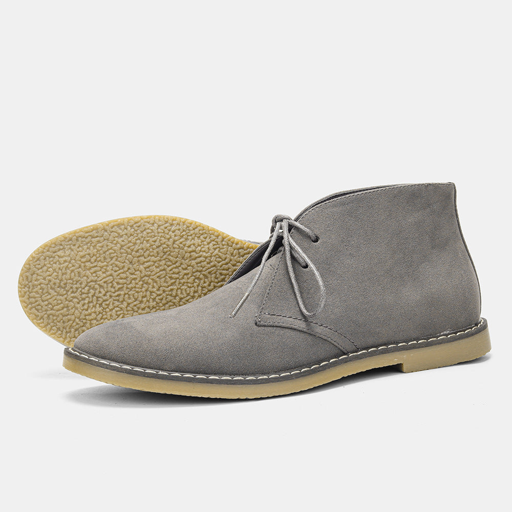 Men's Classic Vintage-Inspired Leather Boots - Gray Suede