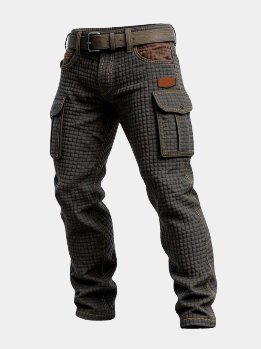 Men's Quilted Texture Slim Fit Cargo Trousers