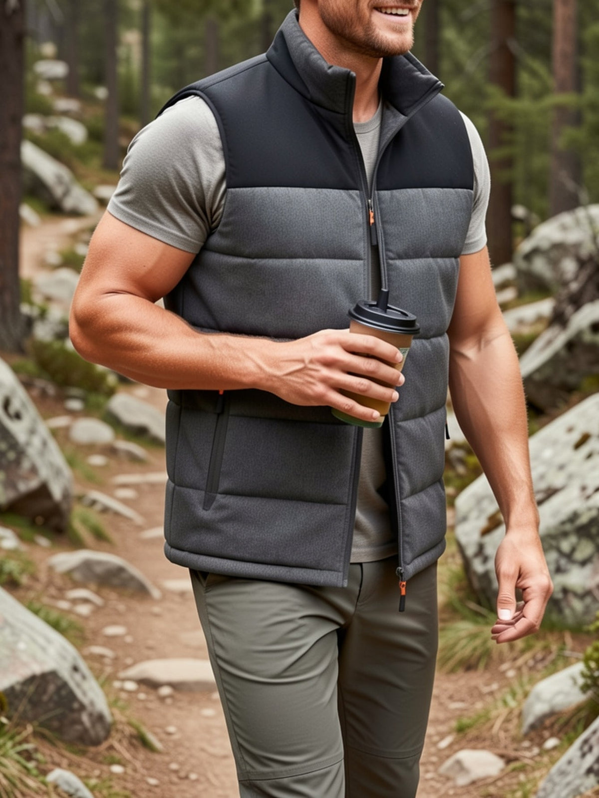 Men's Quilted Insulated Stand Collar Vest