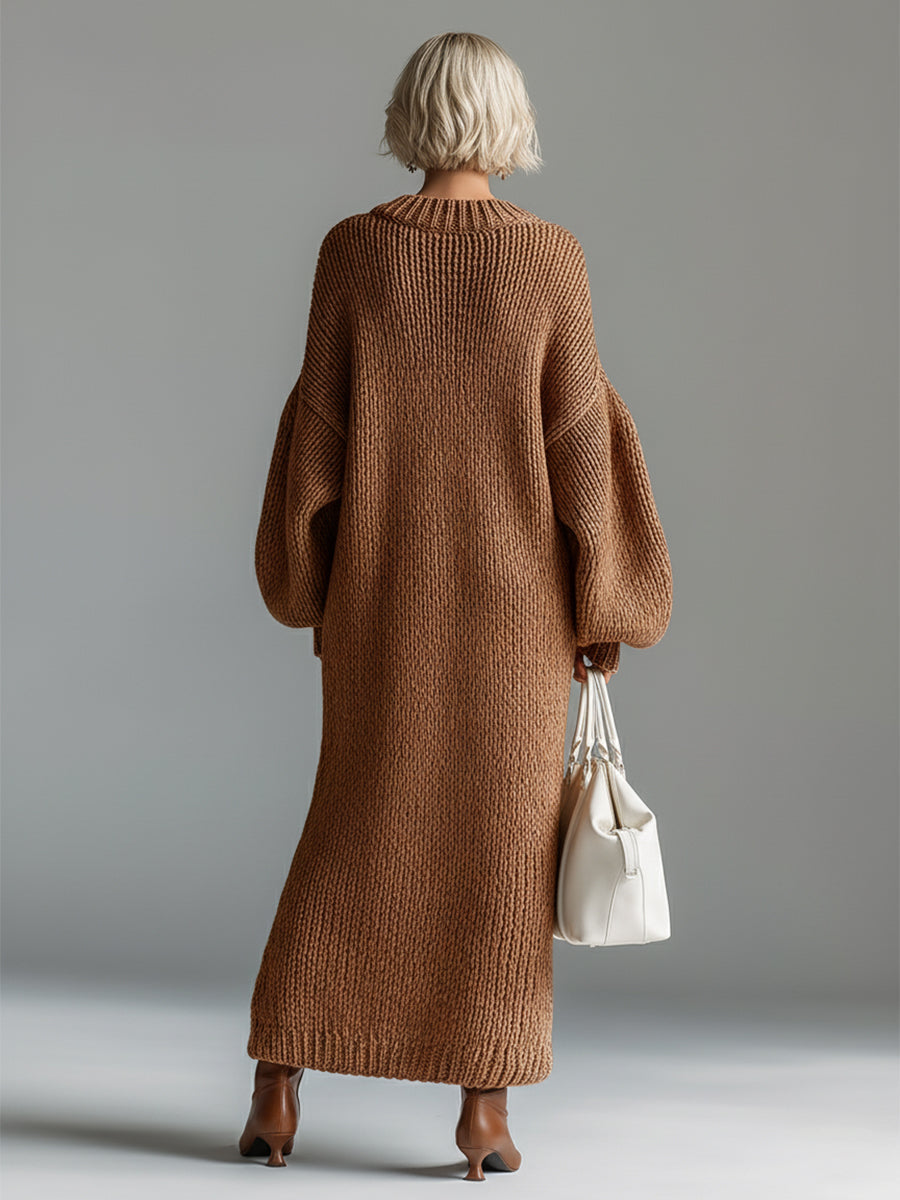 Women's Oversized Chunky Knit Sweater Maxi Dress