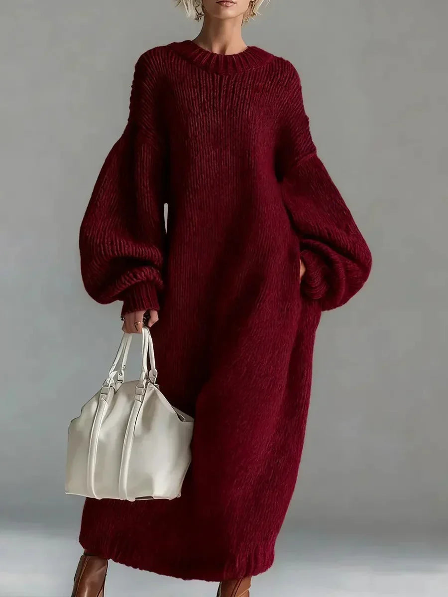 Women's Oversized Chunky Knit Sweater Maxi Dress