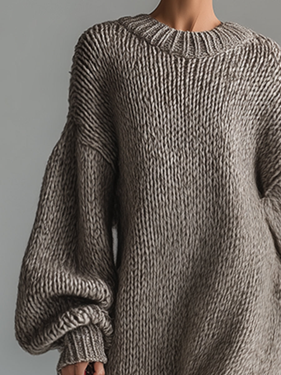 Women's Oversized Chunky Knit Sweater Maxi Dress