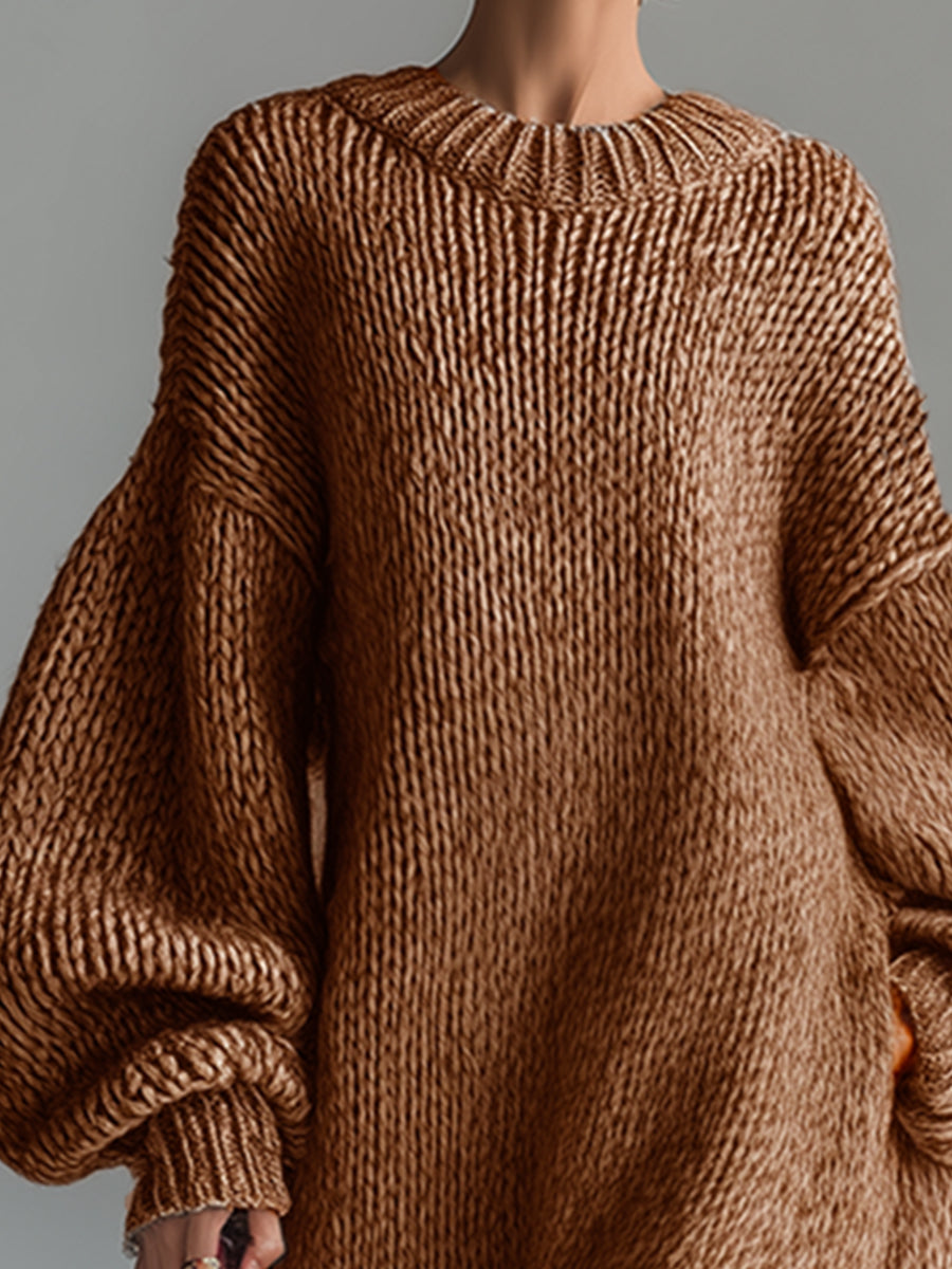 Women's Oversized Chunky Knit Sweater Maxi Dress