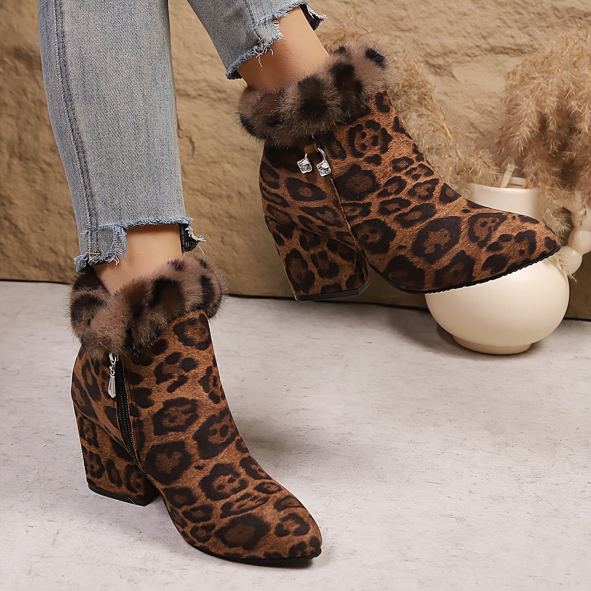 Women's Plush-Trim Pointed-Toe Ankle Boots