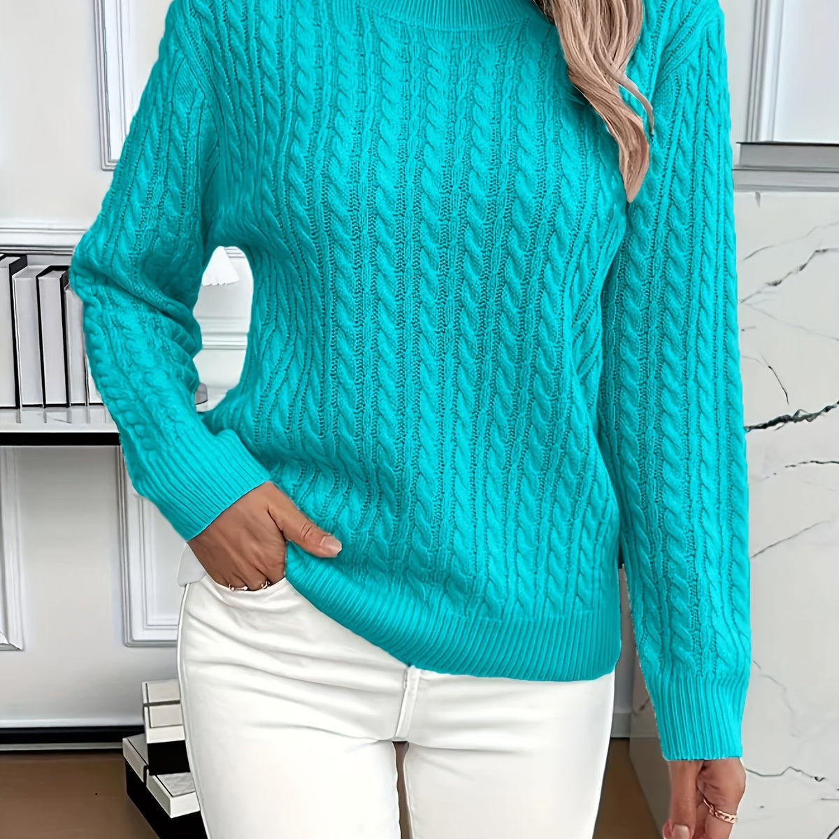 Women's Cable-Knit Relaxed Fit Sweater