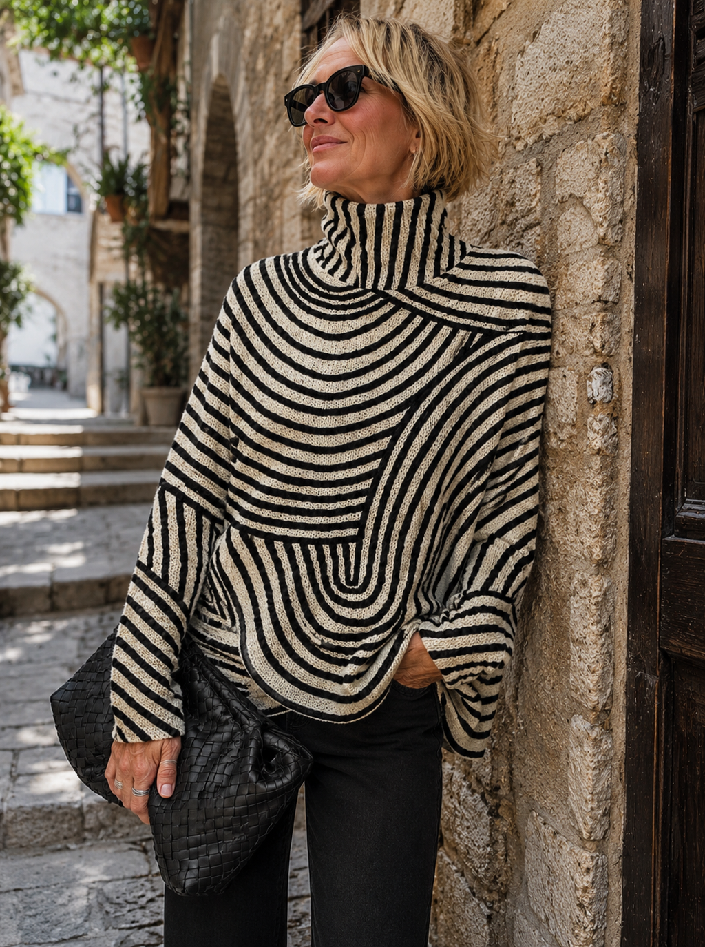 Women's Bold Striped Turtleneck Sweater