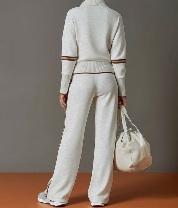 Women's Half-Zip Stretch Wide-Leg Lounge Set