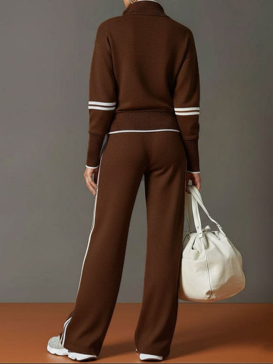 Women's Half-Zip Stretch Wide-Leg Lounge Set