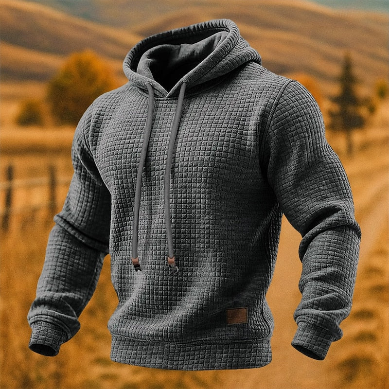 Men's Waffle Texture Pullover Hoodie