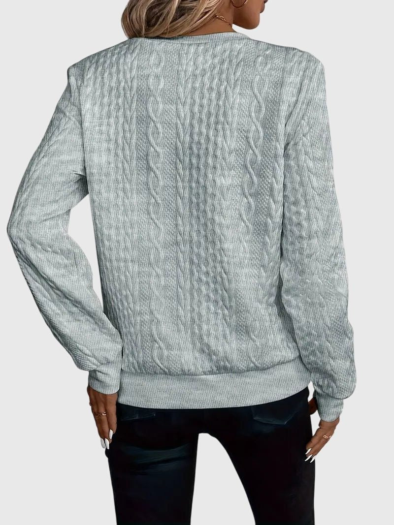 Women's Cable-Knit Zip-Up Sweater with Three-Quarter Sleeves