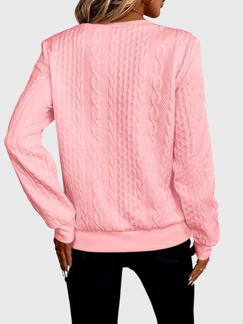 Women's Cable-Knit Zip-Up Sweater with Three-Quarter Sleeves