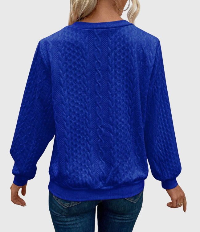 Women's Cable-Knit Zip-Up Sweater with Three-Quarter Sleeves
