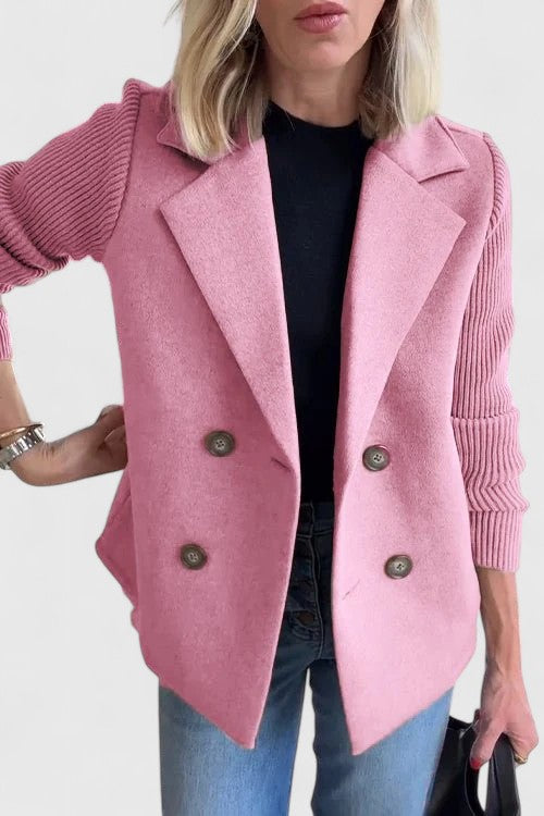Women’s Double-Breasted Contrast Sleeve Blazer