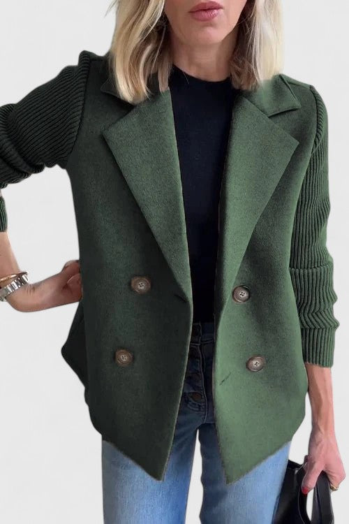Women’s Double-Breasted Contrast Sleeve Blazer