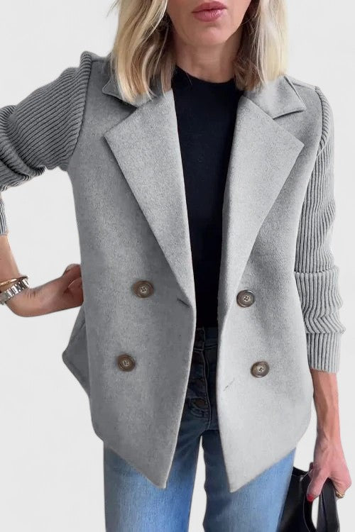 Women’s Double-Breasted Contrast Sleeve Blazer