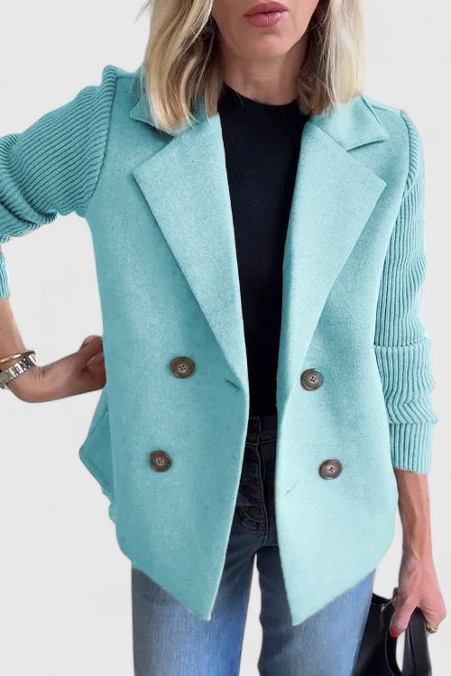 Women’s Double-Breasted Contrast Sleeve Blazer