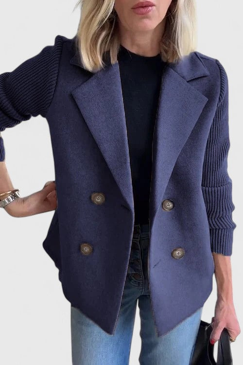 Women’s Double-Breasted Contrast Sleeve Blazer