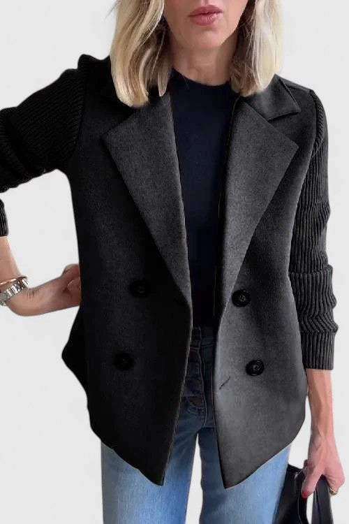 Women’s Double-Breasted Contrast Sleeve Blazer