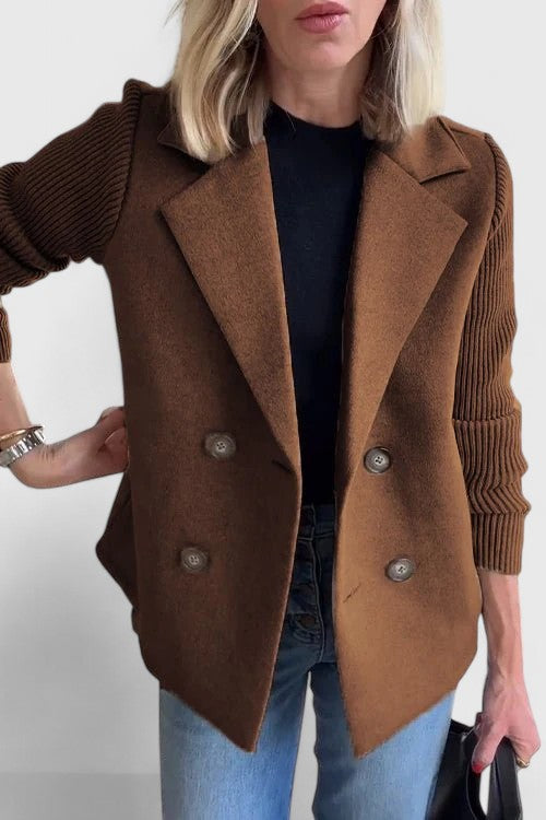 Women’s Double-Breasted Contrast Sleeve Blazer
