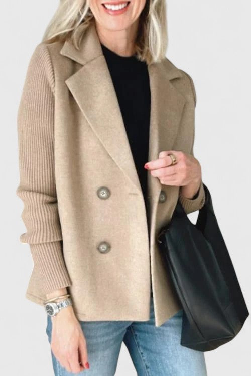 Women’s Double-Breasted Contrast Sleeve Blazer