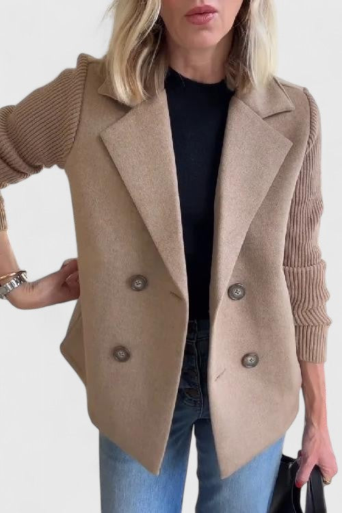 Women’s Double-Breasted Contrast Sleeve Blazer