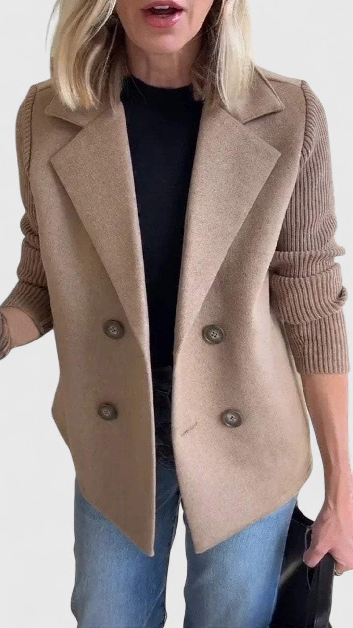 Women’s Double-Breasted Contrast Sleeve Blazer