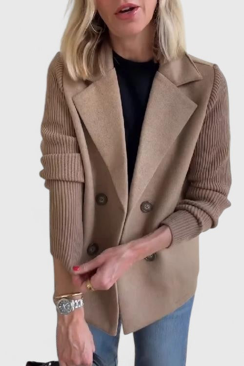 Women’s Double-Breasted Contrast Sleeve Blazer